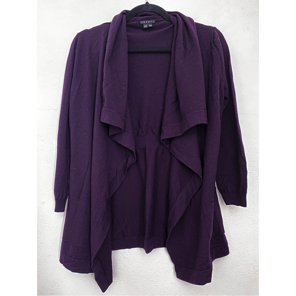 Theory “Maritza” wool cardigan in eggplant